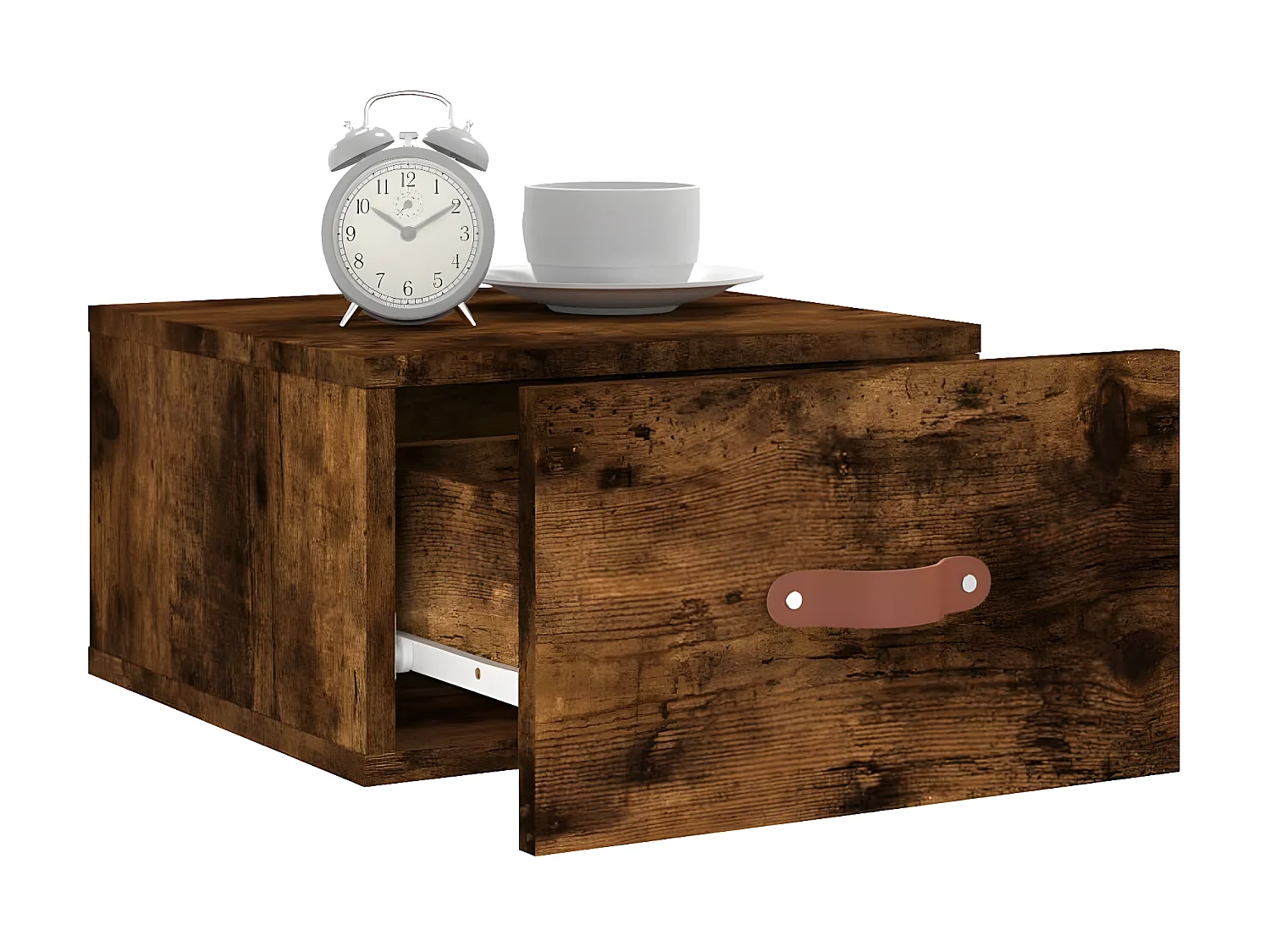 Lot de 2 Tables de chevet murales chêne fumé 35x35x20 cm WVGQ9616