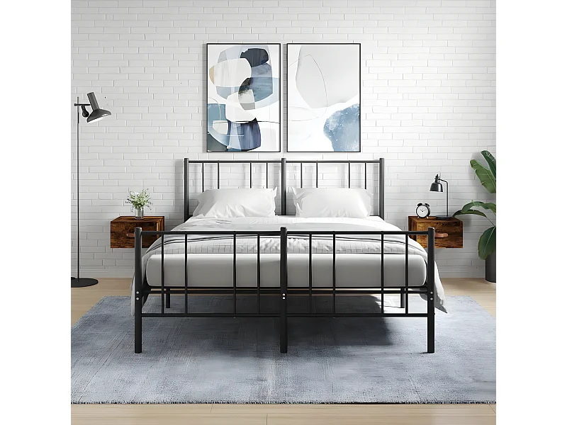 Lot de 2 Tables de chevet murales chêne fumé 35x35x20 cm WVGQ9616