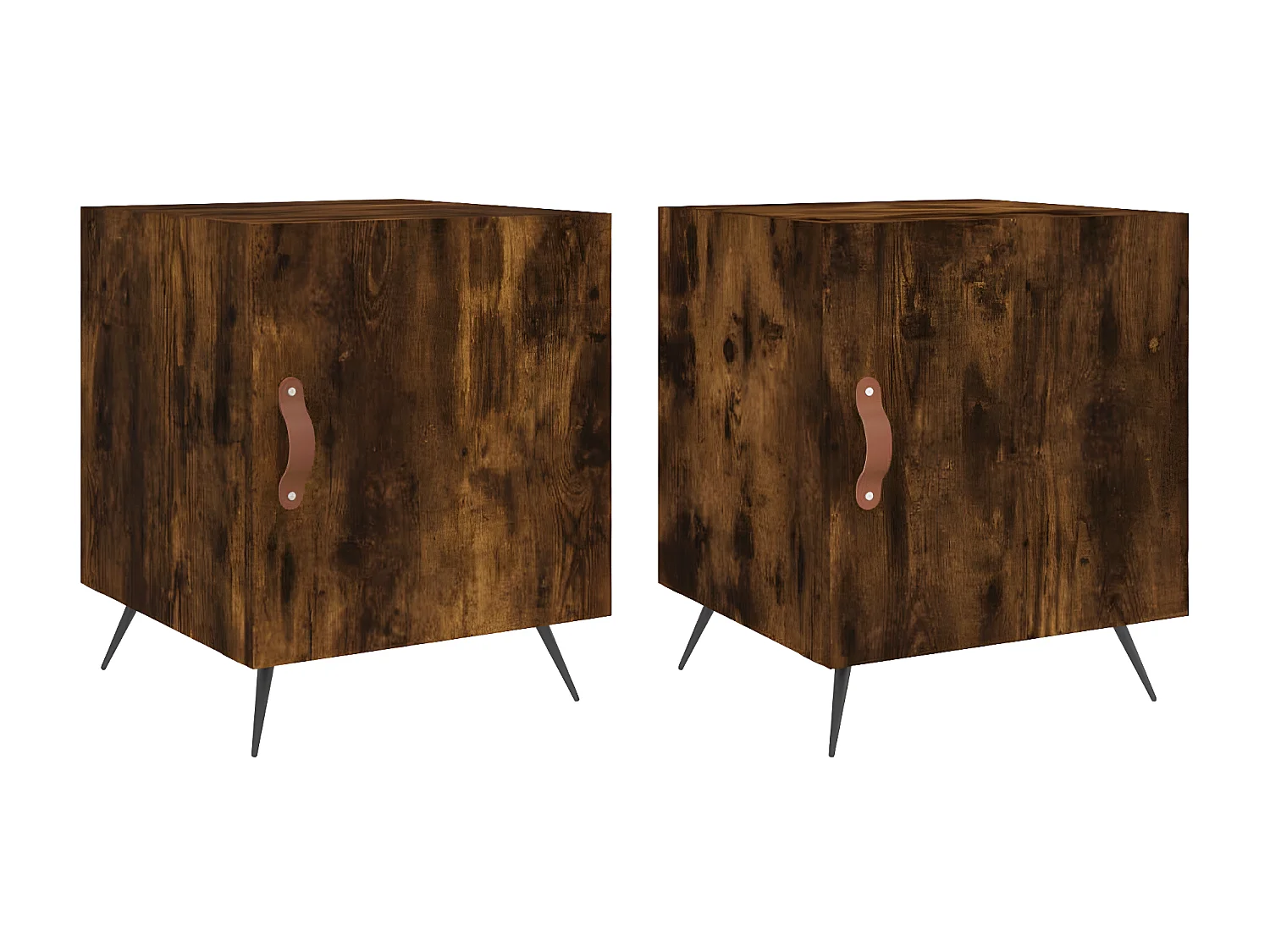 Lot de 2 Tables de chevet chêne fumé 40x40x50 cm bois d'ingénierie WVGQ7046