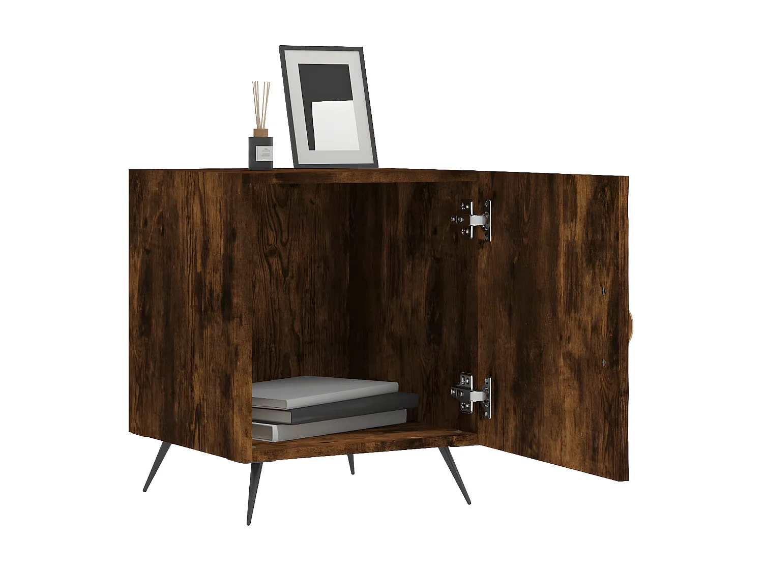 Lot de 2 Tables de chevet chêne fumé 40x40x50 cm bois d'ingénierie WVGQ7046