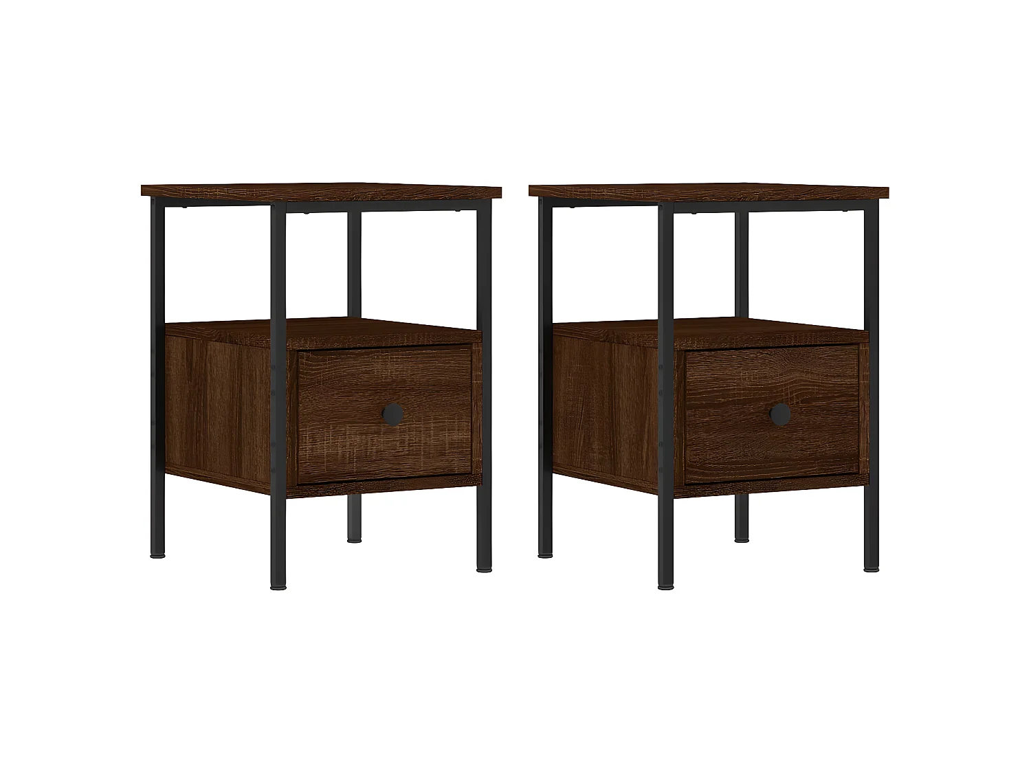 Lot de 2 Tables de chevet chêne marron 34x36x50 cm bois ingénierie WVGQ7632
