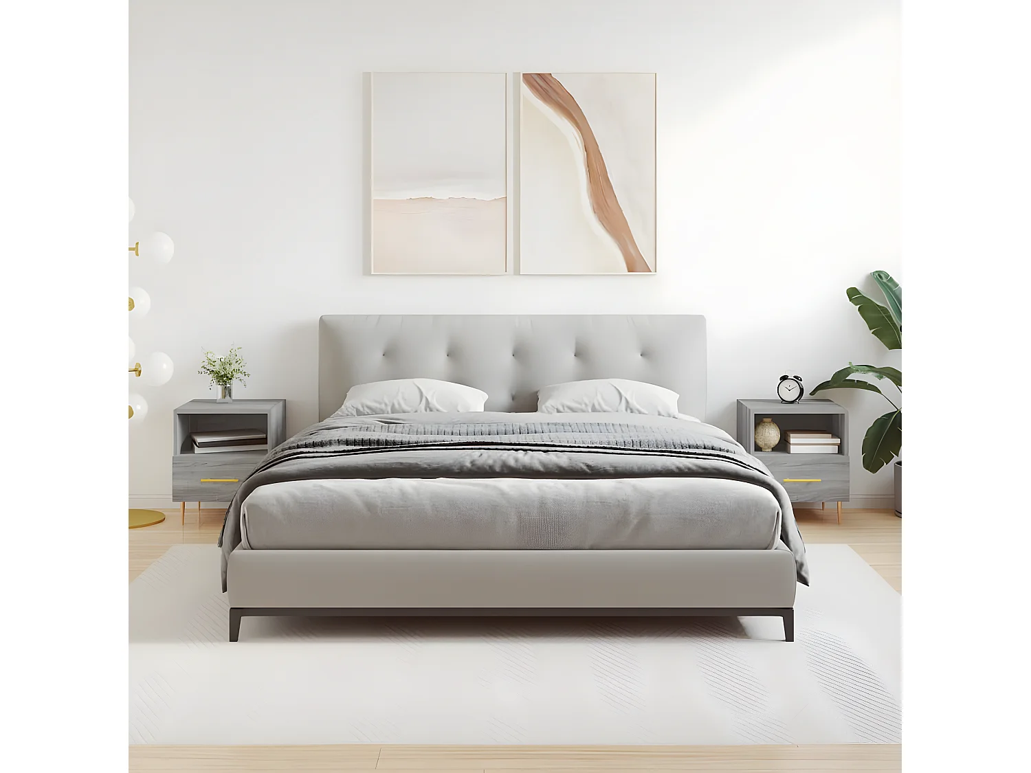 Lot de 2 Tables de chevet sonoma gris 40x35x47,5 cm WVGQ7249