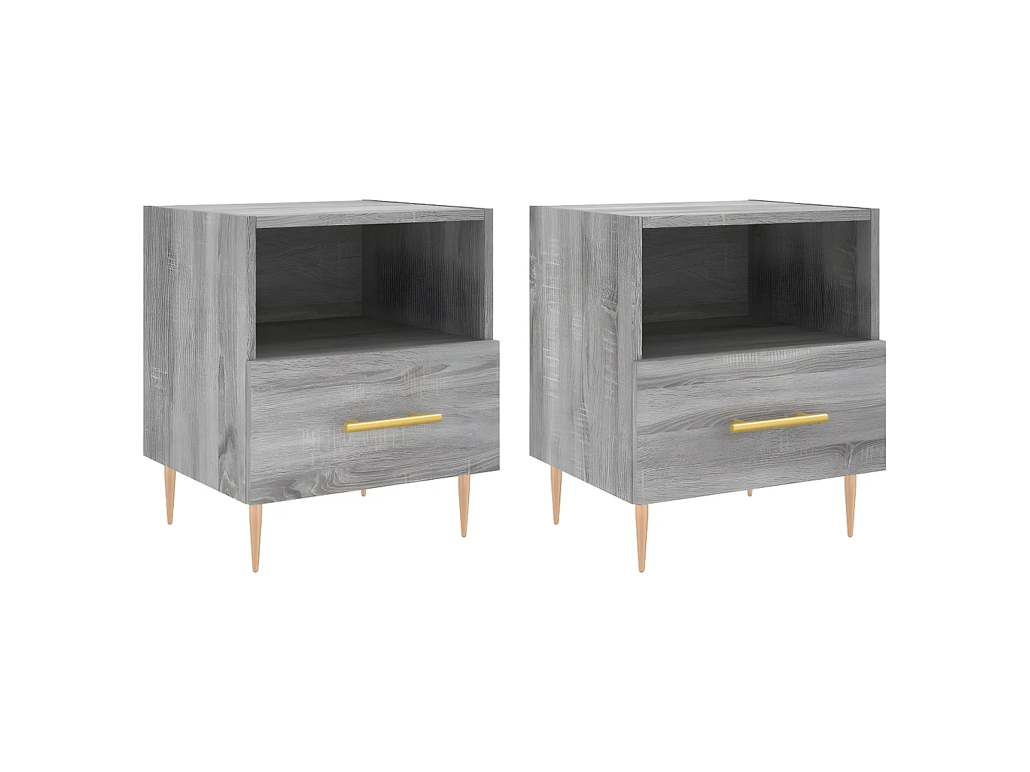 Lot de 2 Tables de chevet sonoma gris 40x35x47,5 cm WVGQ7249
