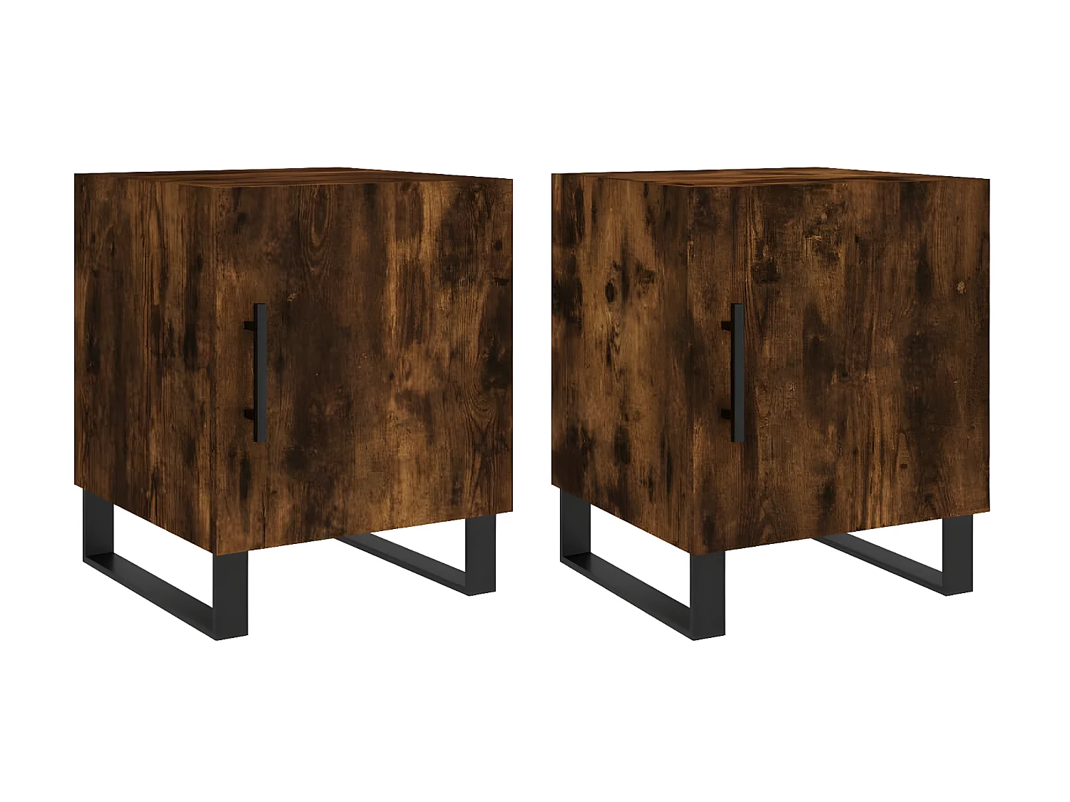 Lot de 2 Tables de chevet chêne fumé 40x40x50 cm bois d'ingénierie WVGQ2833