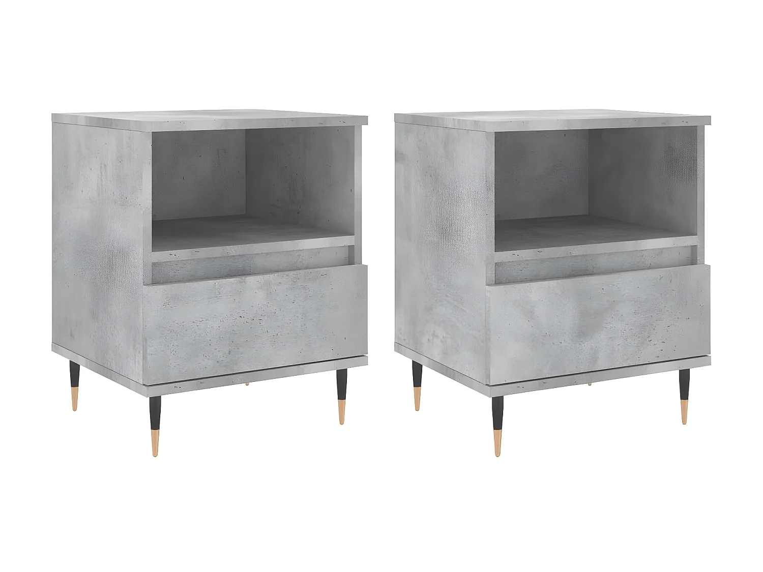 Lot de 2 Tables de chevet gris béton 40x35x50 cm bois d’ingénierie WVGQ7799