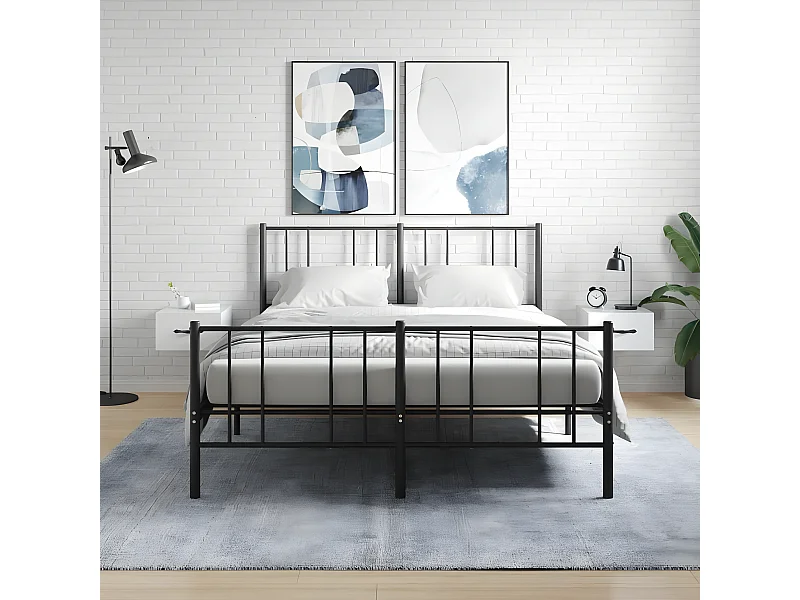 Lot de 2 Tables de chevet murales blanc brillant 35x35x20 cm WVGQ2962