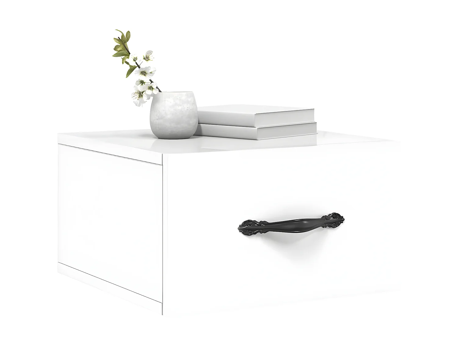 Lot de 2 Tables de chevet murales blanc brillant 35x35x20 cm WVGQ2962