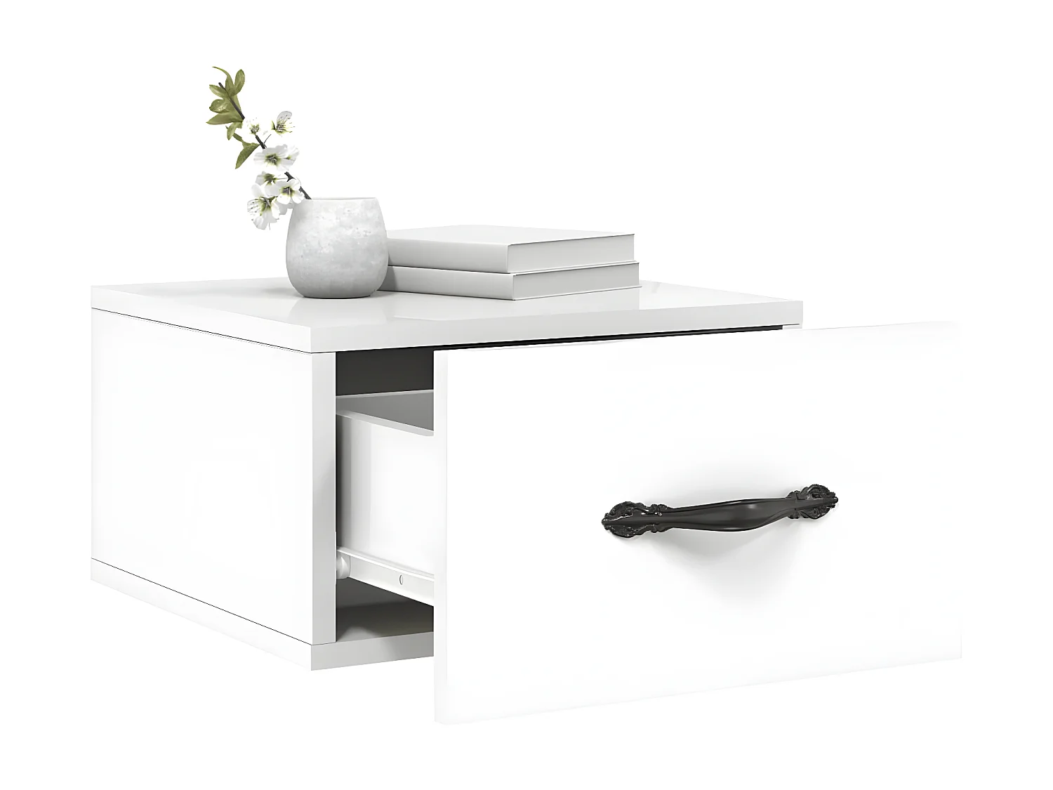 Lot de 2 Tables de chevet murales blanc brillant 35x35x20 cm WVGQ2962