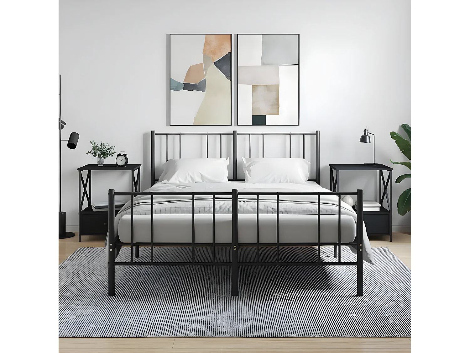 Lote de 2 Mesitas de noche madera de ingeniería negro 50x41x65 cm ES37797