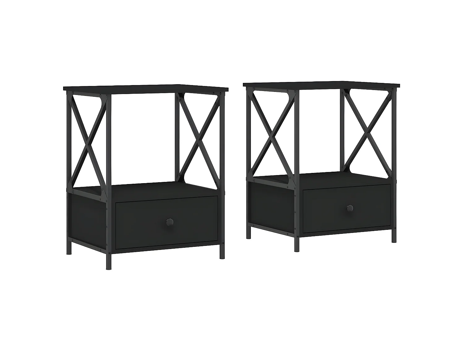 Lote de 2 Mesitas de noche madera de ingeniería negro 50x41x65 cm ES37797