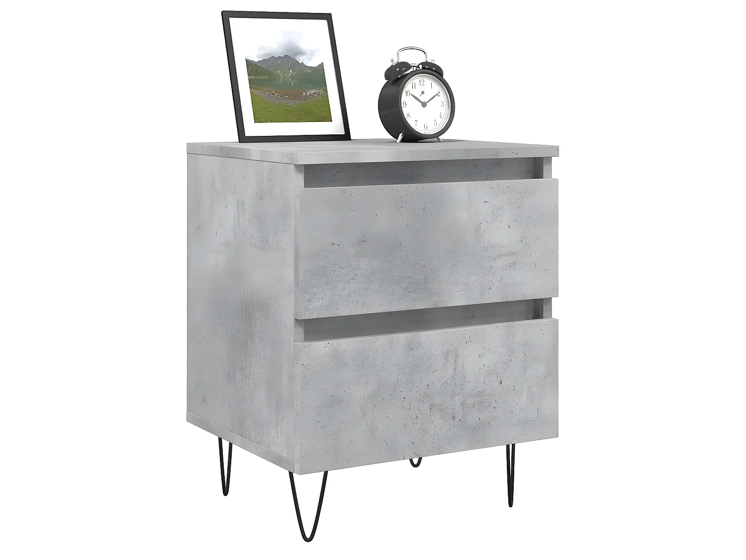 Comodini | Tavolini da notte | Tavolini da letto 2pz Grigio Cemento 40x35x50 cm in Legno Multistrato