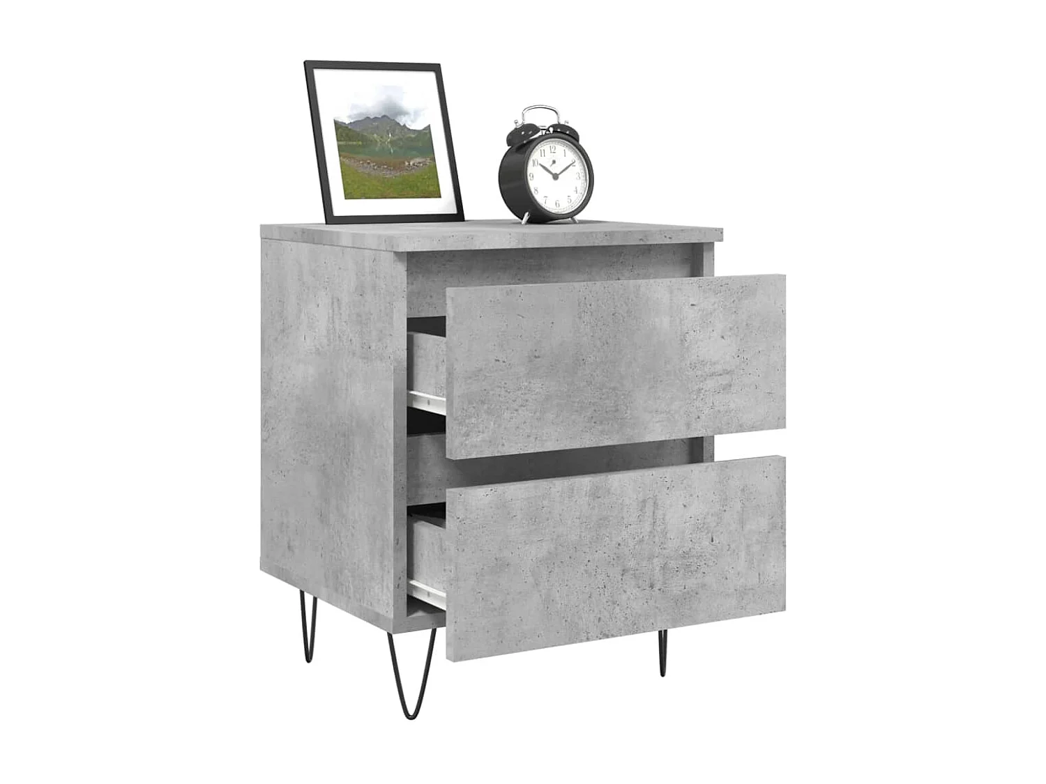 Comodini | Tavolini da notte | Tavolini da letto 2pz Grigio Cemento 40x35x50 cm in Legno Multistrato