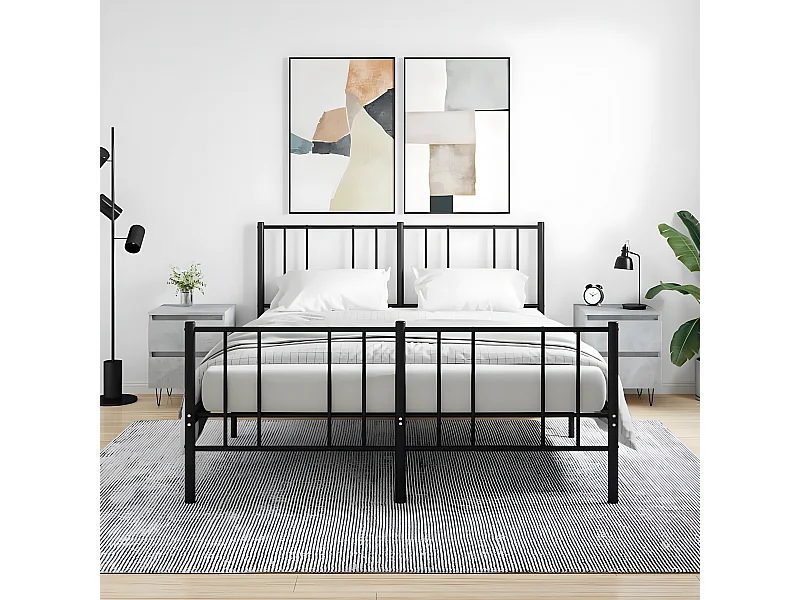 Comodini | Tavolini da notte | Tavolini da letto 2pz Grigio Cemento 40x35x50 cm in Legno Multistrato