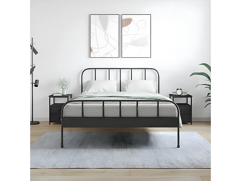 Nachtkastjes 2 st 34x35,5x50 cm bewerkt hout zwart NL11370