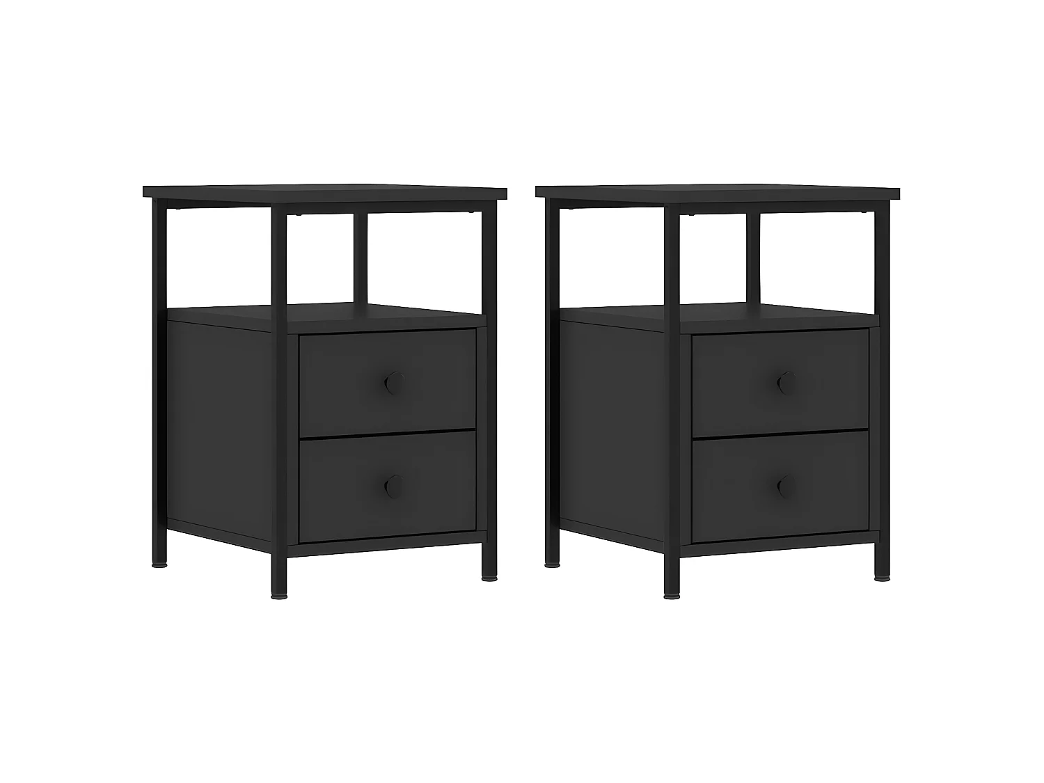 Nachtkastjes 2 st 34x35,5x50 cm bewerkt hout zwart NL11370