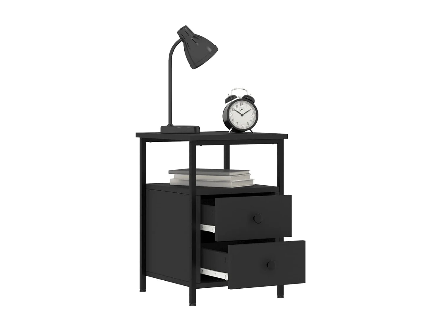 Nachtkastjes 2 st 34x35,5x50 cm bewerkt hout zwart NL11370