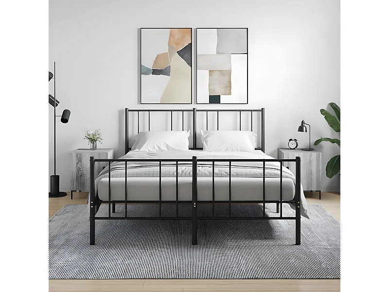 Lote de 2 Mesitas de noche madera ingeniería gris Sonoma 40x40x50 cm ES34057