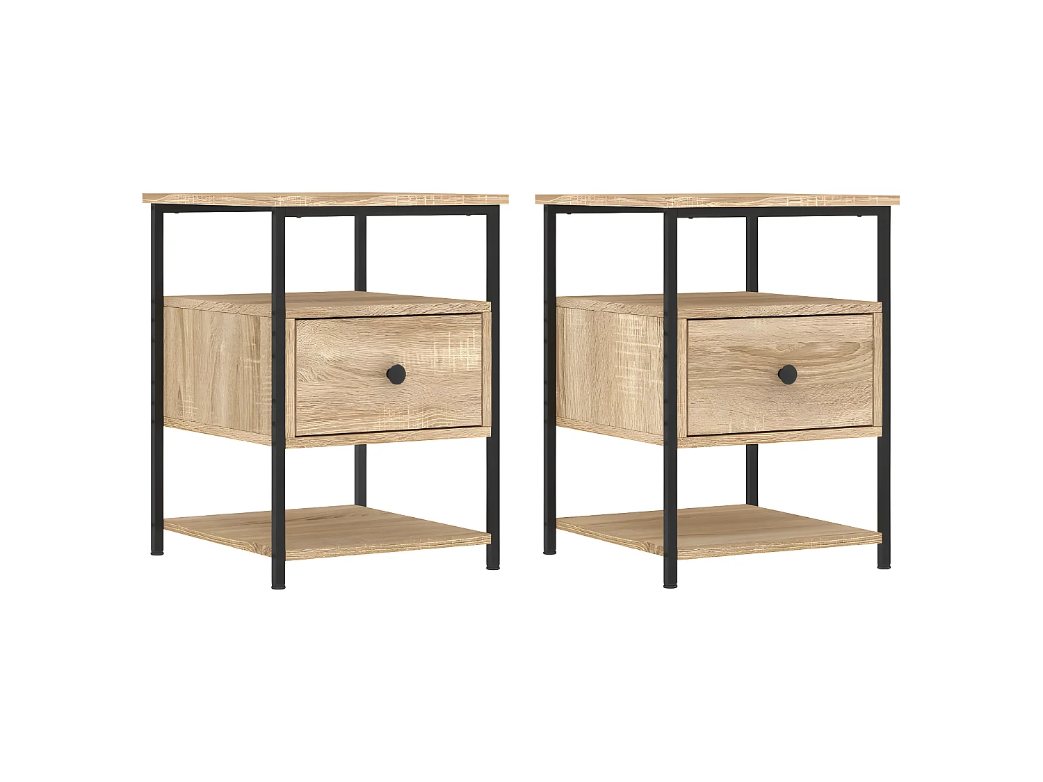 Lot de 2 Tables de chevet chêne sonoma 40x42x56 cm bois ingénierie WVGQ9219