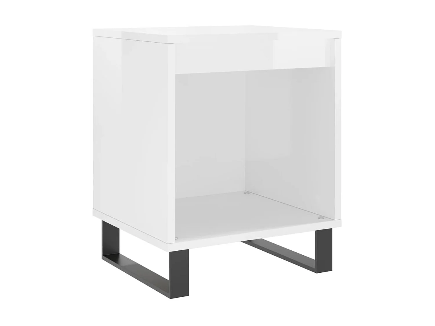 Lote de 2 Mesitas de noche madera ingeniería blanco brillo 40x35x50 cm ES64591