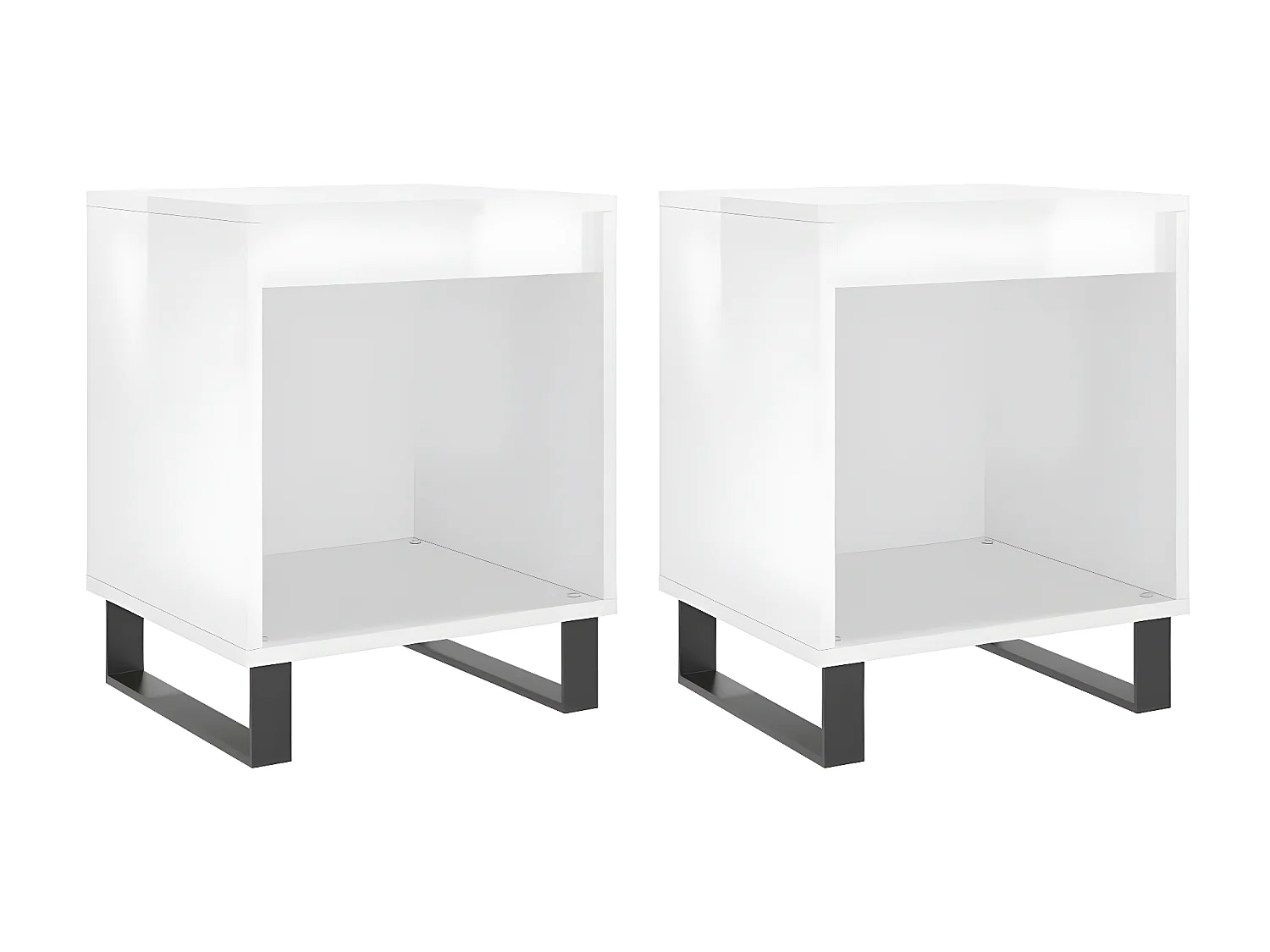 Lot de 2 Tables de chevet blanc brillant 40x35x50 cm WVGQ7135
