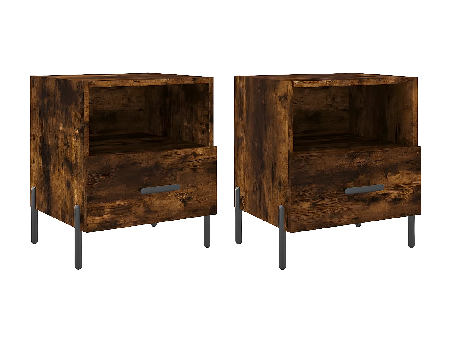 Lot de 2 Tables de chevet chêne fumé 40x35x47,5cm bois d’ingénierie WVGQ8741
