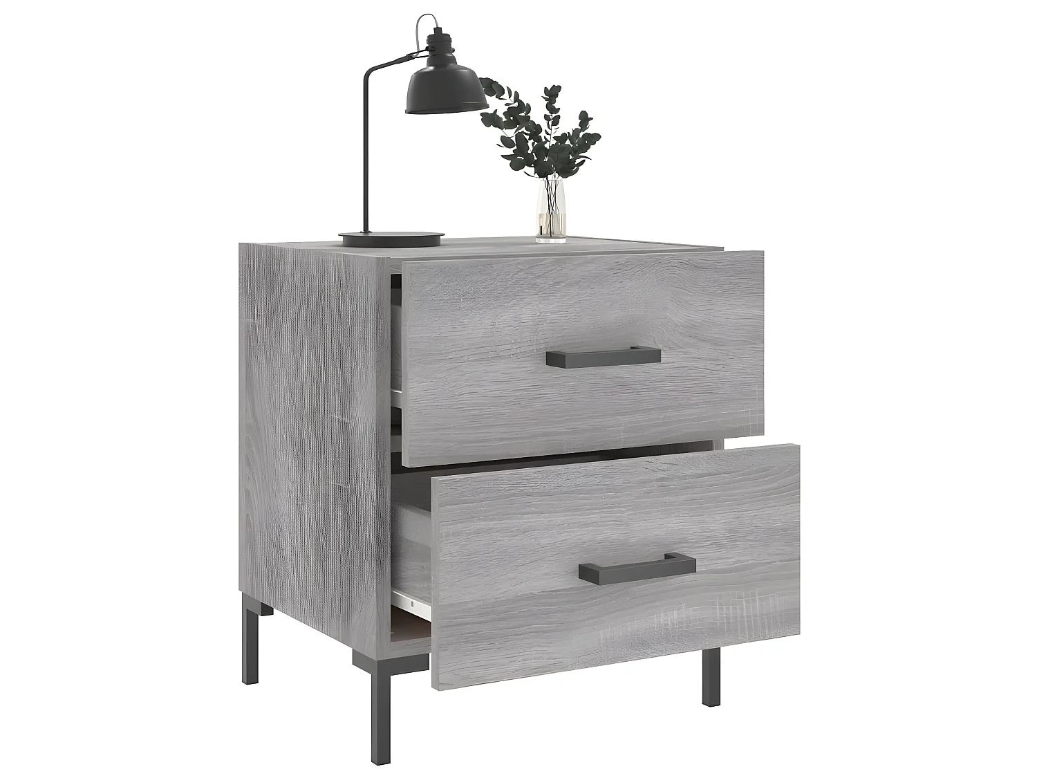 Lot de 2 Tables de chevet sonoma gris 40x35x47,5 cm WVGQ7289