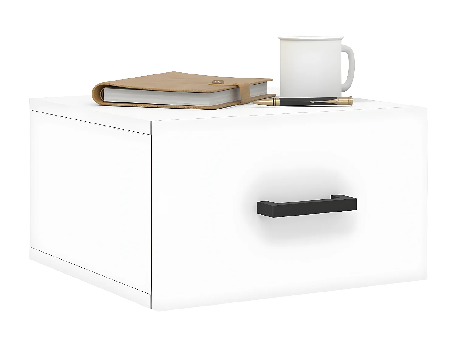 Lot de 2 Tables de chevet murales blanc 35x35x20 cm WVGQ3543