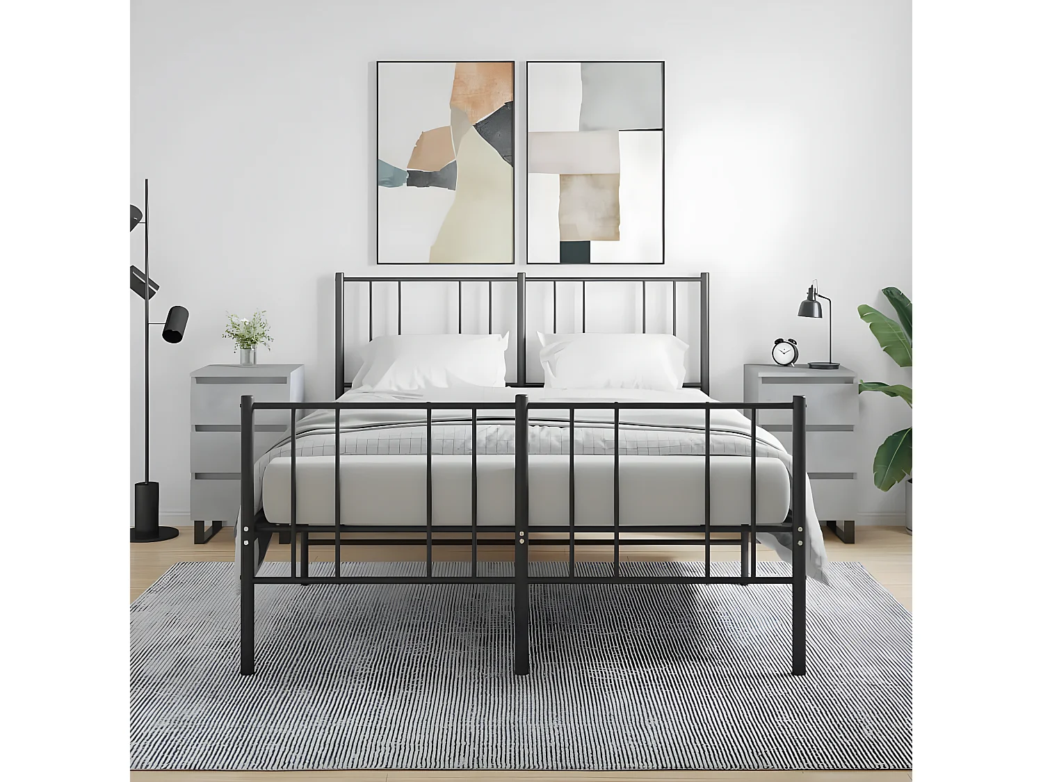 Lot de 2 Tables de chevet gris béton 40x35x69 cm bois d’ingénierie WVGQ7063