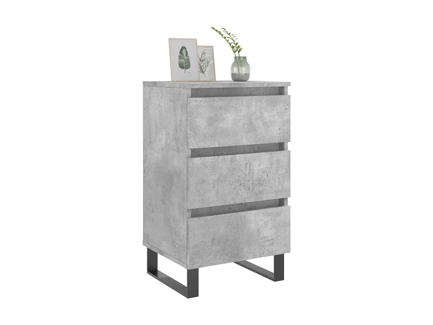 Lot de 2 Tables de chevet gris béton 40x35x69 cm bois d’ingénierie WVGQ7063