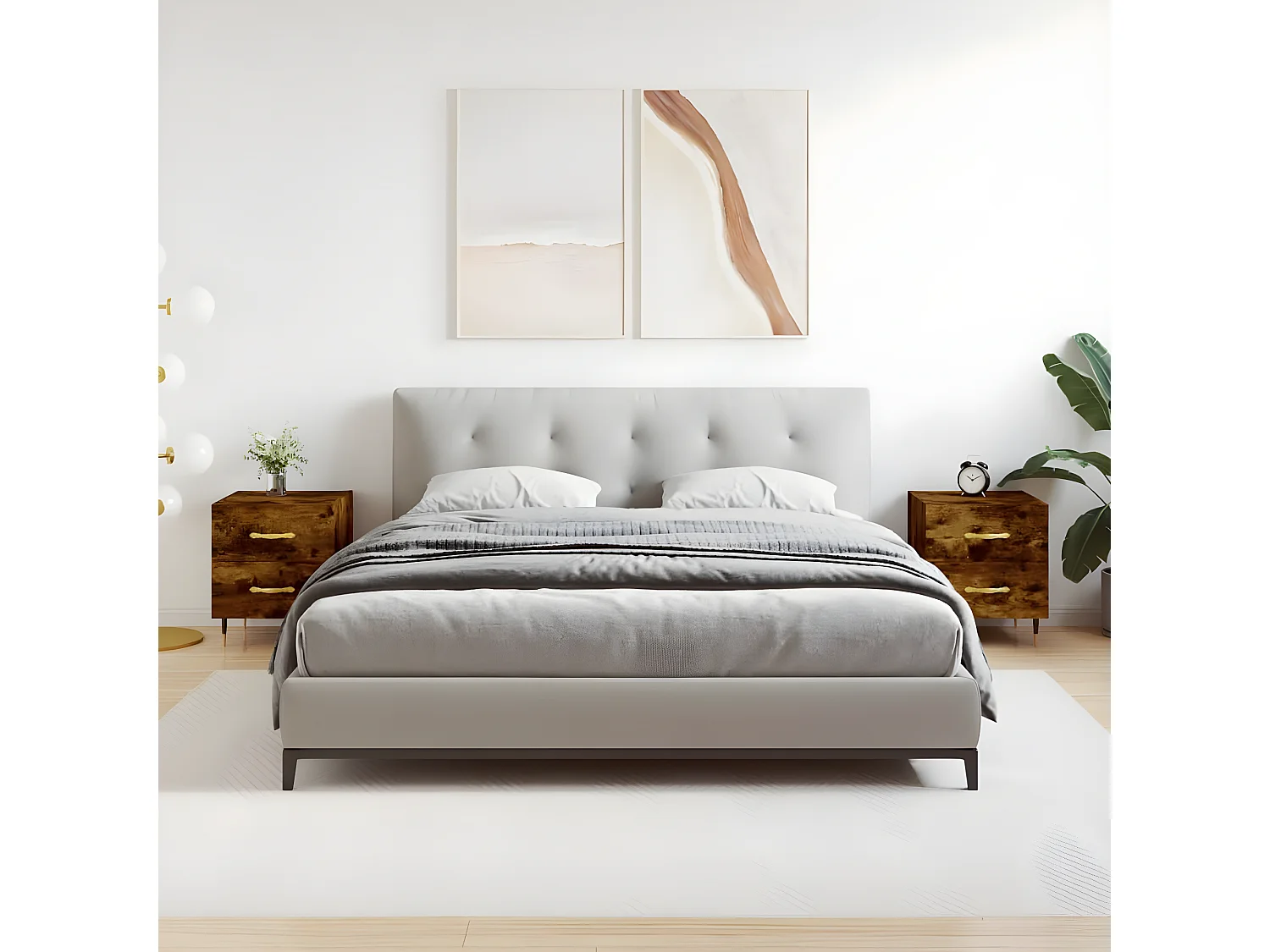 Nachtkastjes 2 st 40x35x47,5 cm bewerkt hout gerookt eikenkleur NL84704