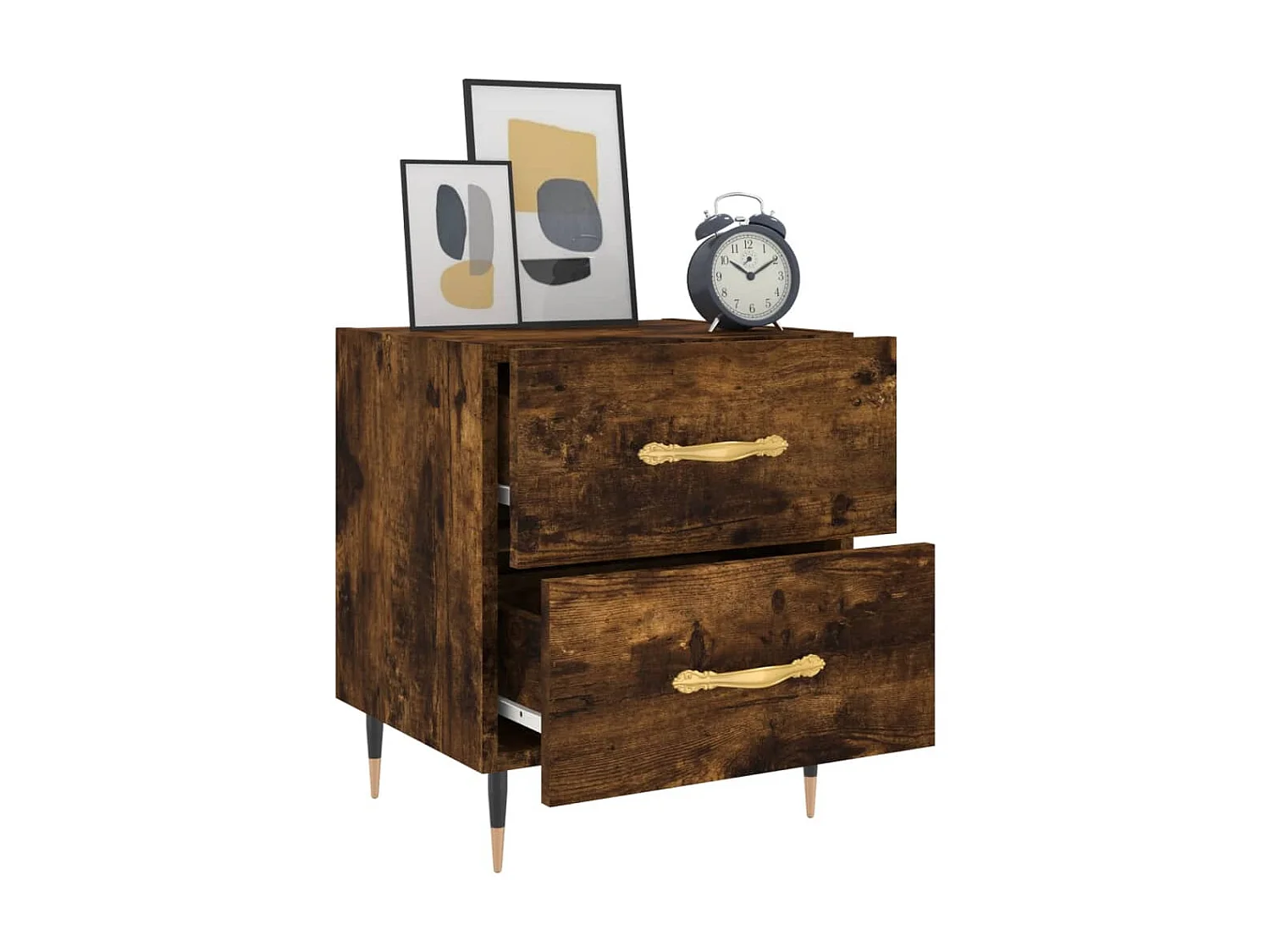 Nachtkastjes 2 st 40x35x47,5 cm bewerkt hout gerookt eikenkleur NL84704