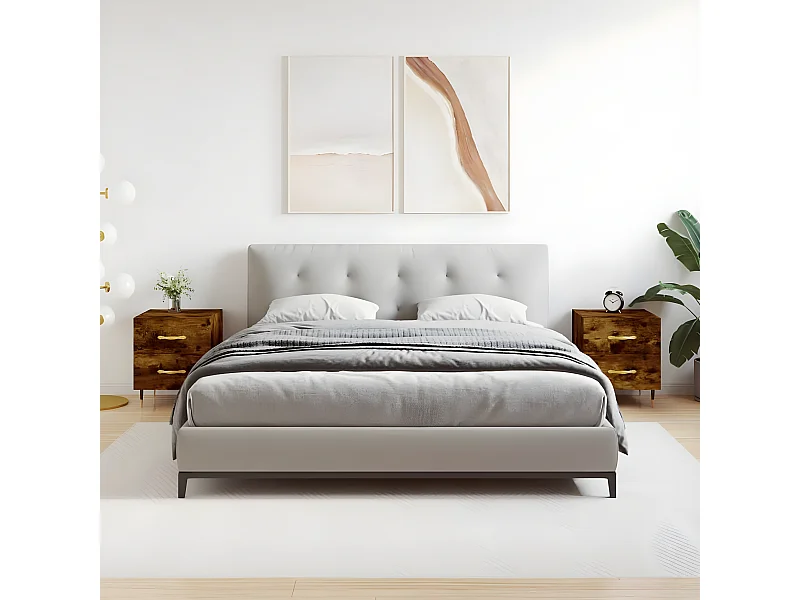 Nachtkastjes 2 st 40x35x47,5 cm bewerkt hout gerookt eikenkleur NL84704