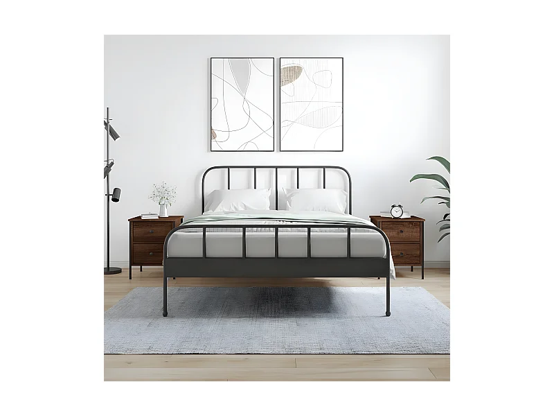 Lote de 2 Mesitas de noche madera ingeniería marrón roble 40x42x50 cm ES66378