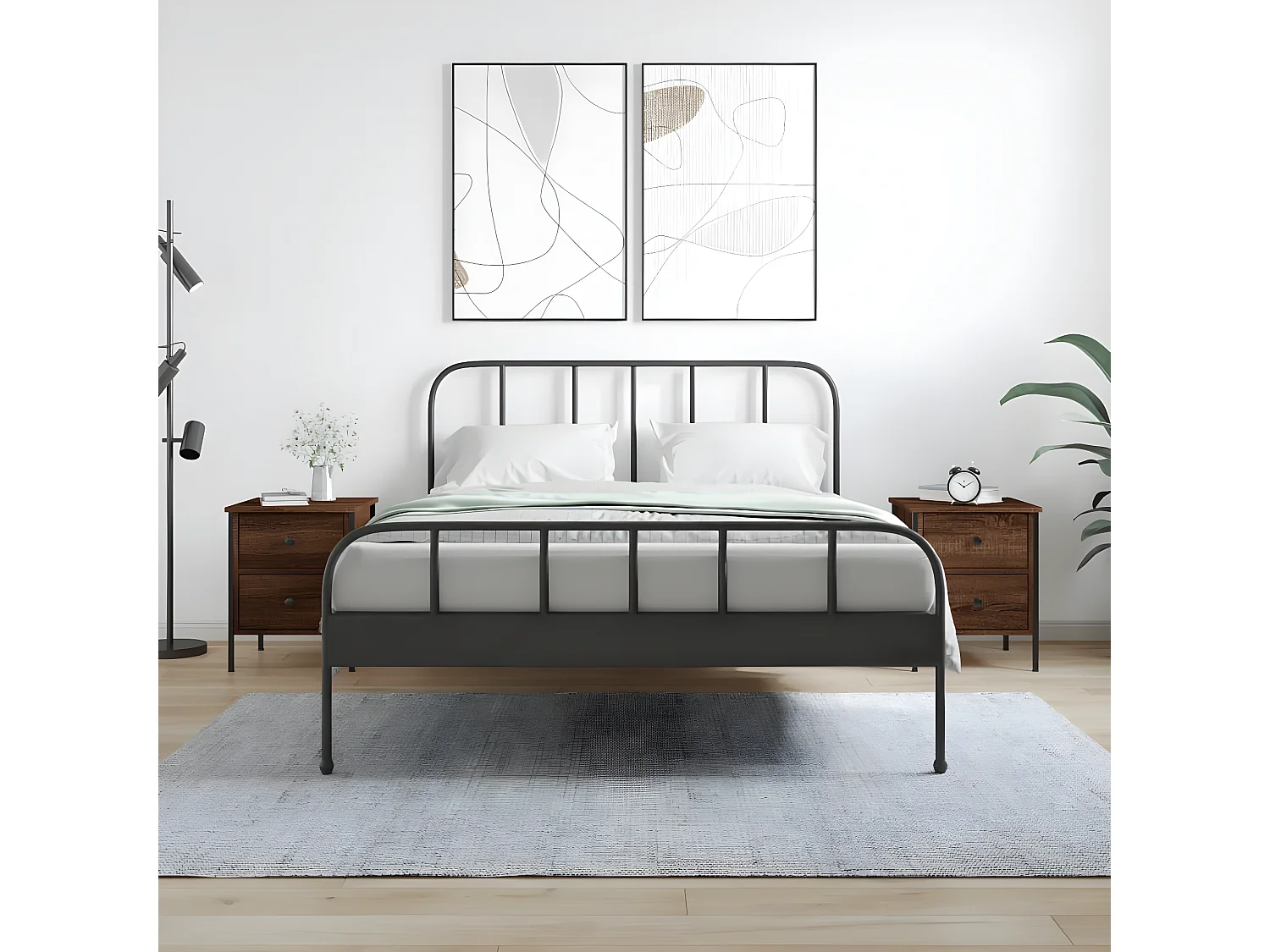 Lote de 2 Mesitas de noche madera ingeniería marrón roble 40x42x50 cm ES66378