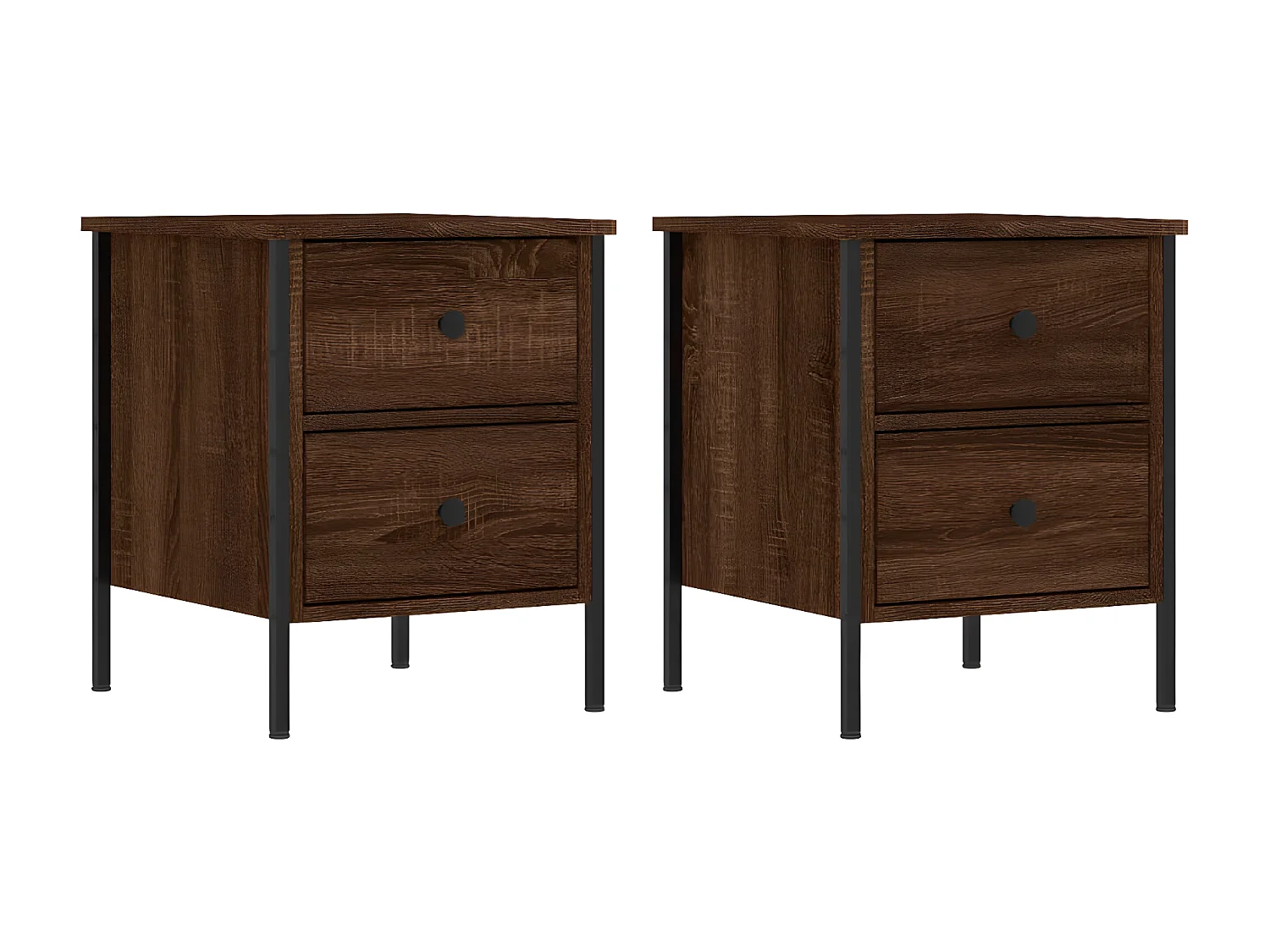 Lot de 2 Tables de chevet chêne marron 40x42x50cm bois d'ingénierie WVGQ2623
