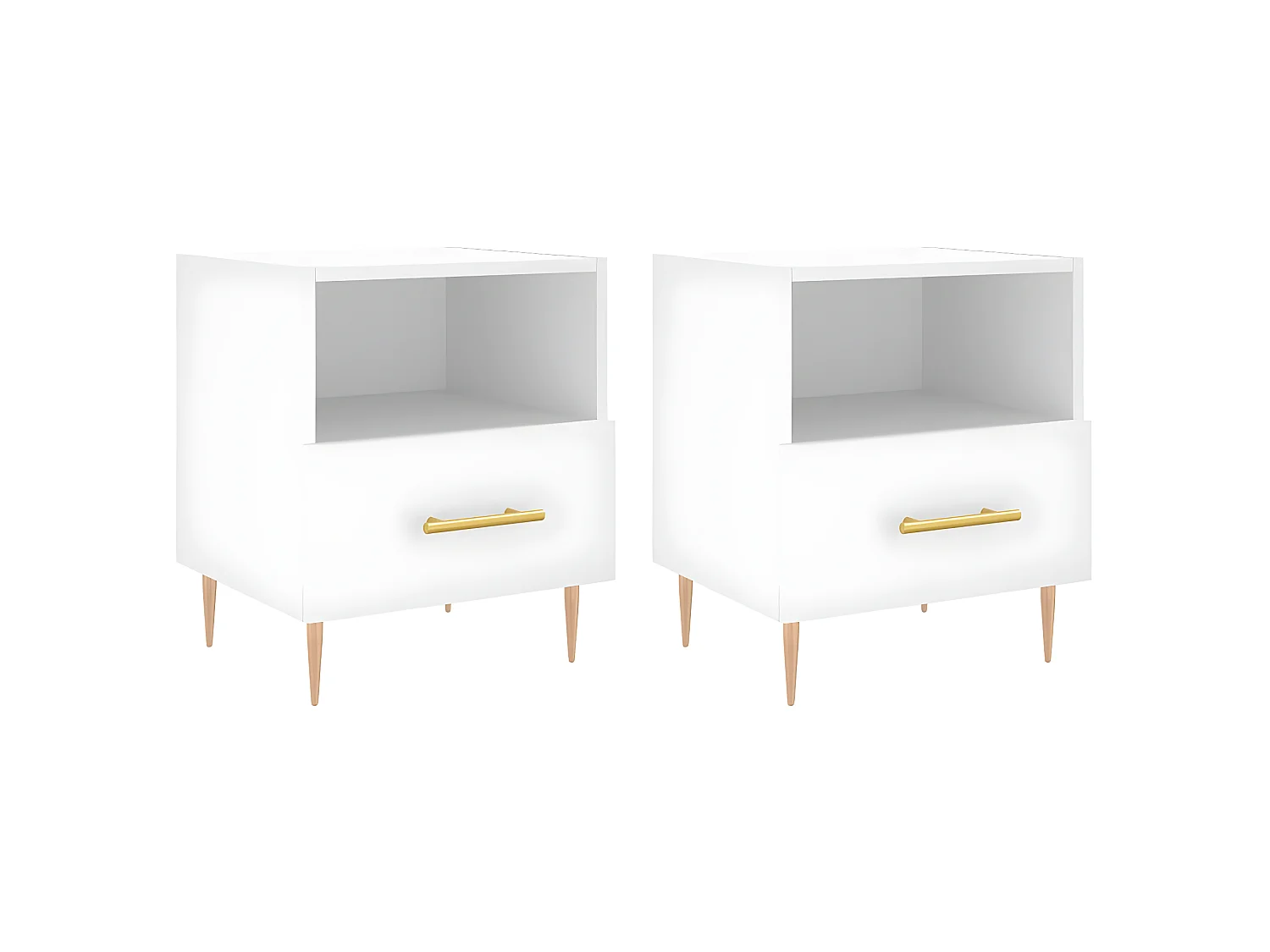 Lot de 2 Tables de chevet blanc 40x35x47,5 cm bois d’ingénierie WVGQ5033