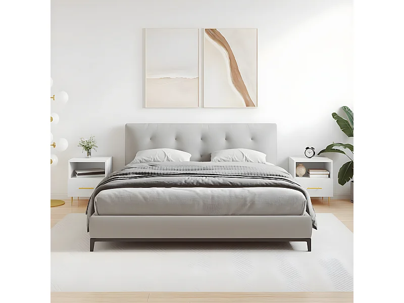 Lot de 2 Tables de chevet blanc 40x35x47,5 cm bois d’ingénierie WVGQ5033