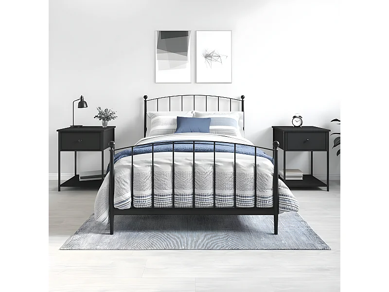 Nachtkastjes 2 st 44x45x58 cm bewerkt hout zwart NL45840