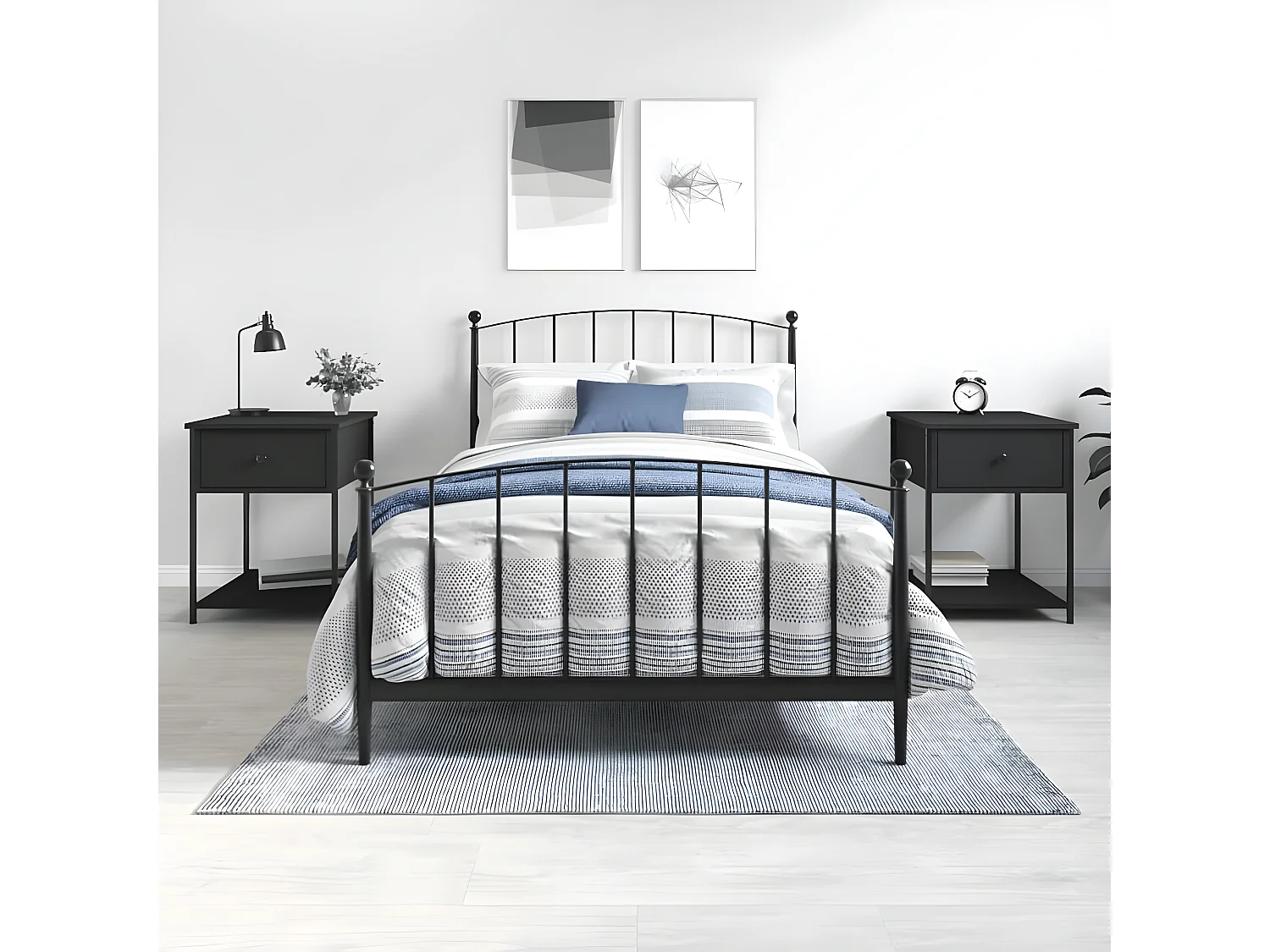 Nachtkastjes 2 st 44x45x58 cm bewerkt hout zwart NL45840