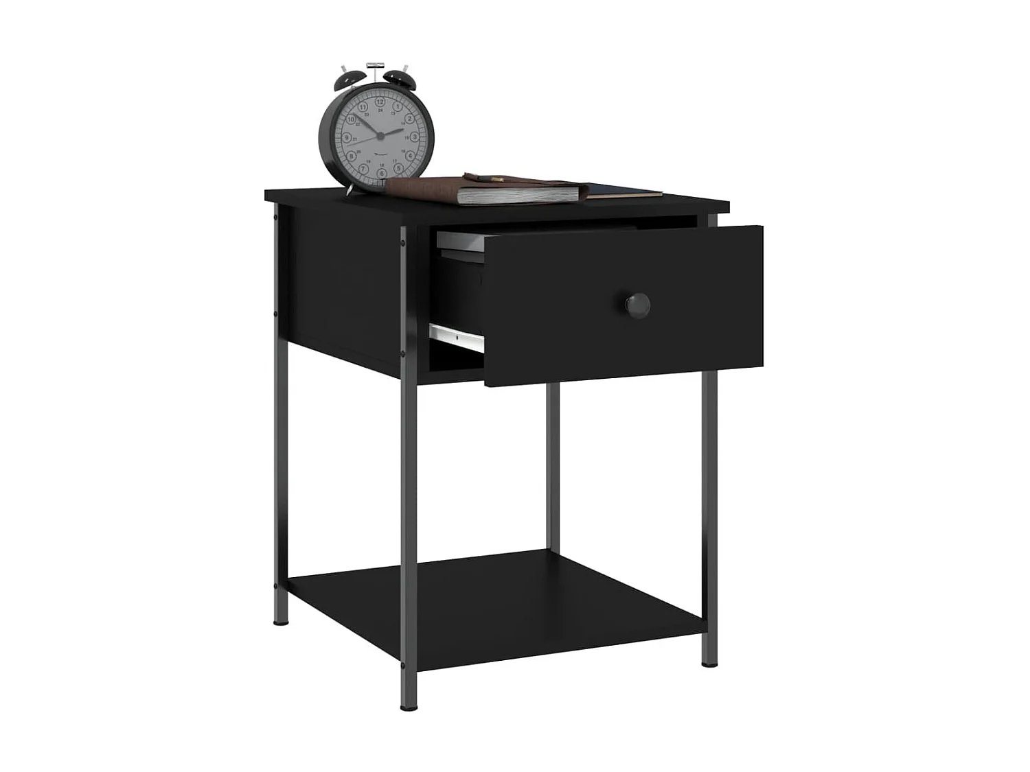 Lote de 2 Mesitas de noche madera de ingeniería negro 44x45x58 cm ES21545