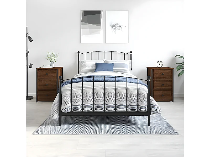 Lote de 2 Mesitas de noche madera ingeniería marrón roble 40x36x60 cm ES87162