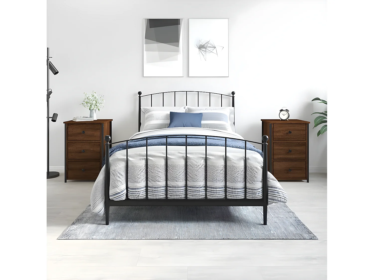 Lote de 2 Mesitas de noche madera ingeniería marrón roble 40x36x60 cm ES87162