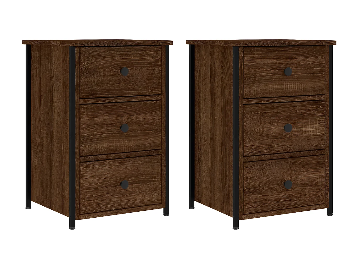 Lote de 2 Mesitas de noche madera ingeniería marrón roble 40x36x60 cm ES87162