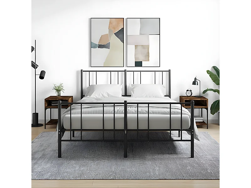 Lote de 2 Mesitas de noche madera ingeniería roble ahumado 40x41x50 cm ES11466