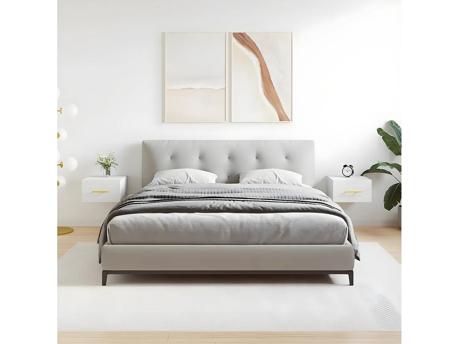 Lot de 2 Tables de chevet murales blanc 35x35x20 cm WVGQ4344