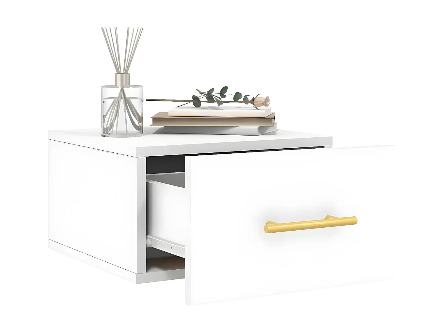 Lot de 2 Tables de chevet murales blanc 35x35x20 cm WVGQ4344