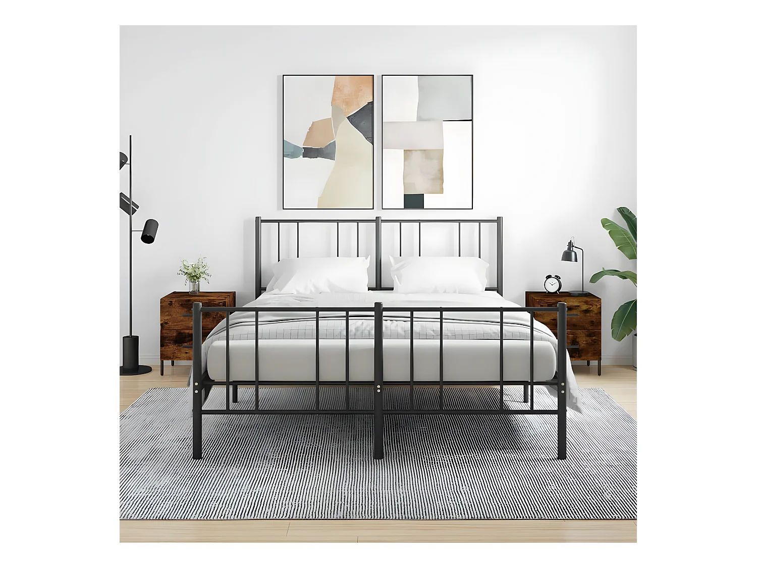 Lote de 2 Mesitas de noche madera ingeniería roble ahumado 40x35x47,5cm ES86223