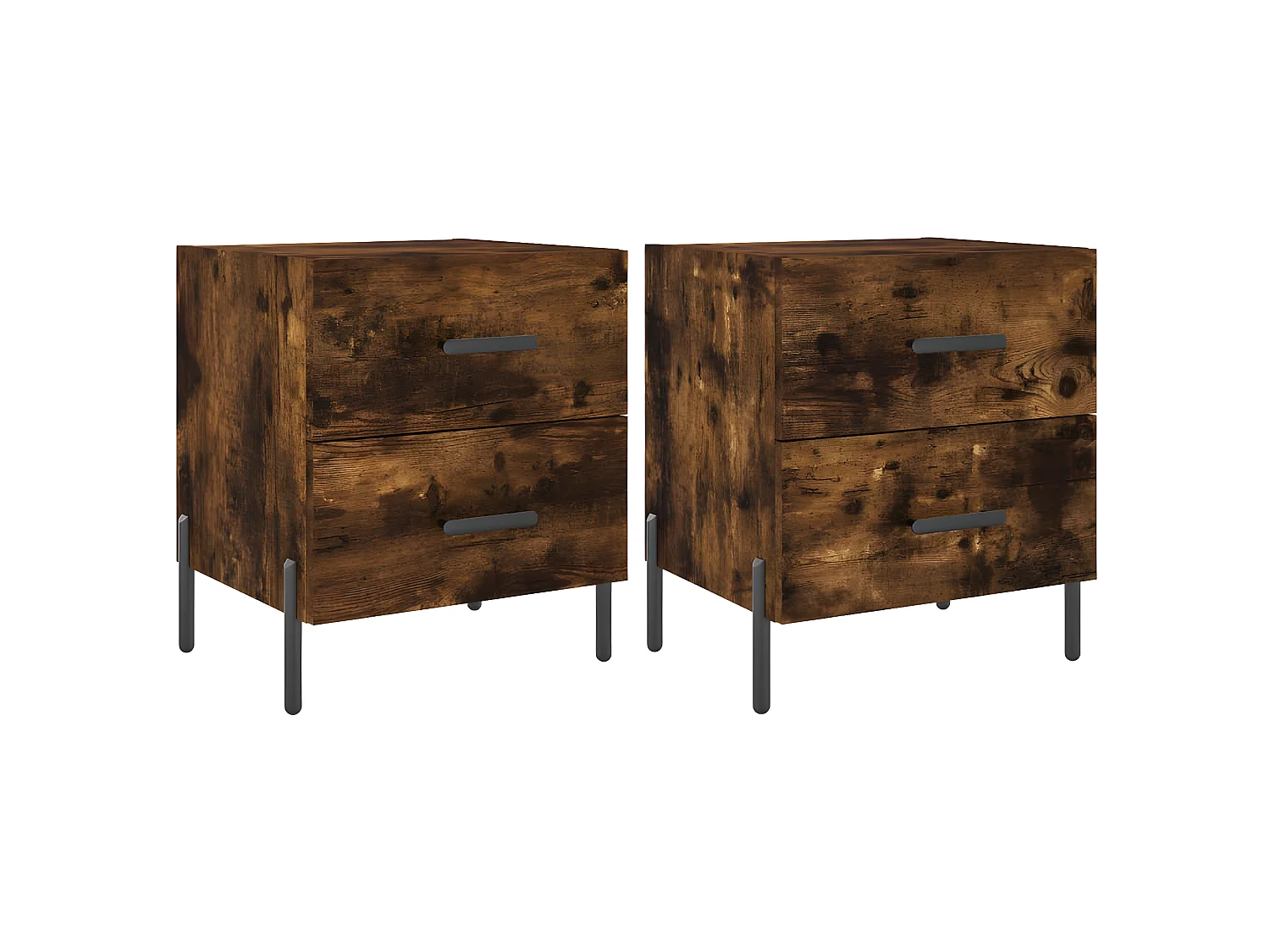 Lot de 2 Tables de chevet chêne fumé 40x35x47,5cm bois d’ingénierie WVGQ4714