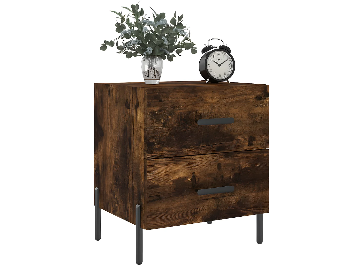 Lot de 2 Tables de chevet chêne fumé 40x35x47,5cm bois d’ingénierie WVGQ4714