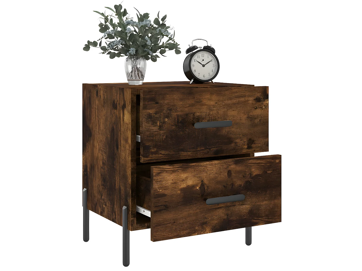 Lot de 2 Tables de chevet chêne fumé 40x35x47,5cm bois d’ingénierie WVGQ4714